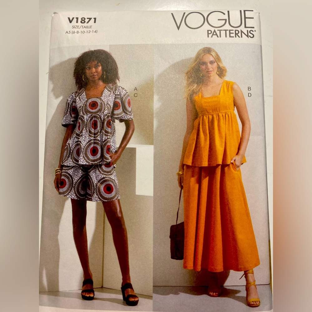 Vogue V1871 Misses Top, Shorts and Skirt  Size 6 to 14  Uncut Sewing Pattern